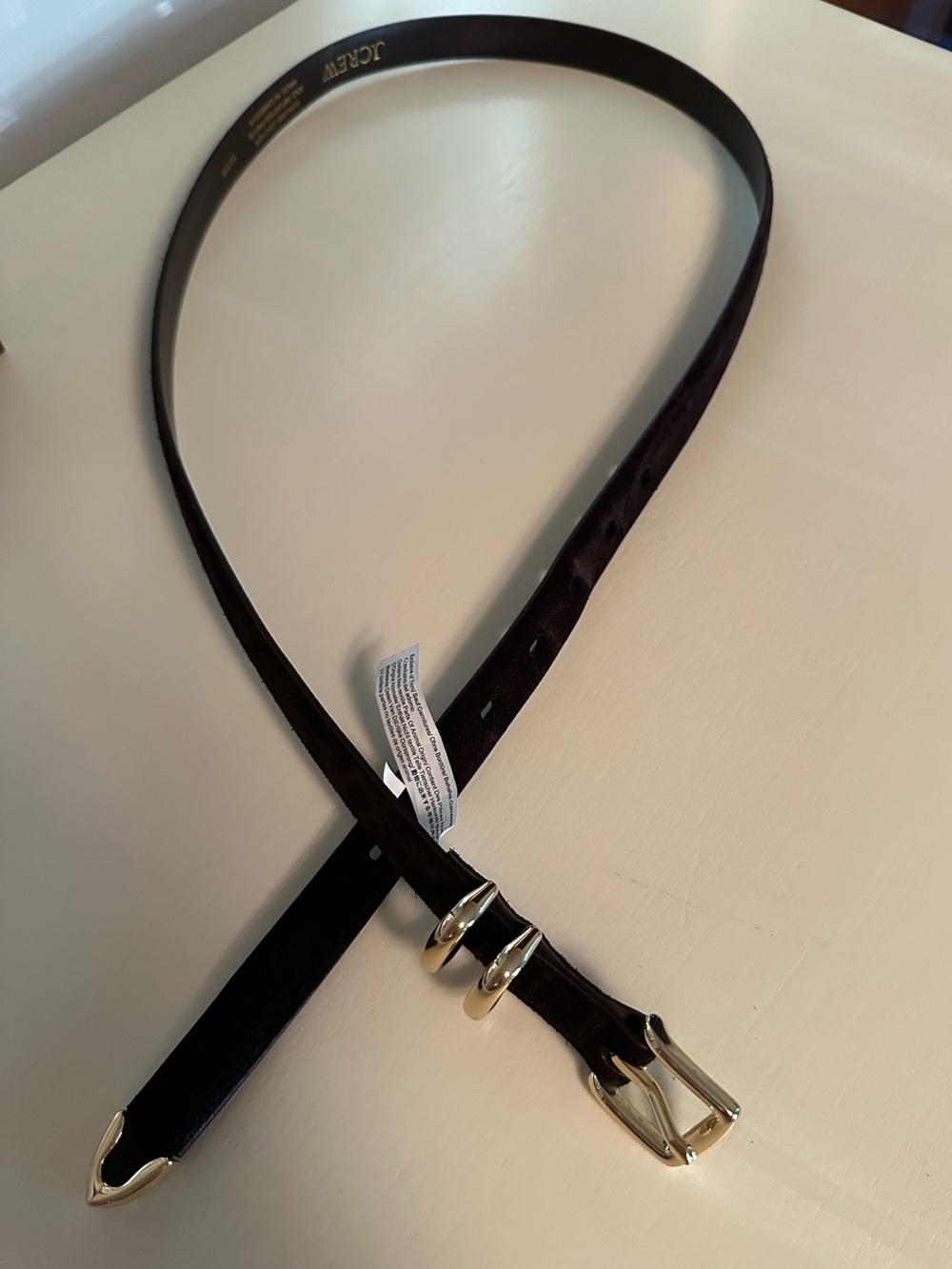 FALL 2026 J.Crew Coffee Bean Brown Thin Tipped Belt in Suede, Size L Large